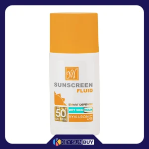 مراقبت پوست فلوئید ضد آفتاب بدون رنگ مای SPF50 مدل Hyaluronic Acid محافظ UVA ،UVB، ضد آب، ضد جوش، ضد پیری، مناسب انواع پوست حجم 50 میلی‌لیتر