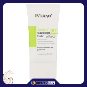 مراقبت پوست فلوئید ضد آفتاب بدون رنگ ویتالیر SPF50 مدل Activit محافظ UVA ،UVB، مناسب پوست‌های مختلط و چرب حجم 50 میلی‌لیتر