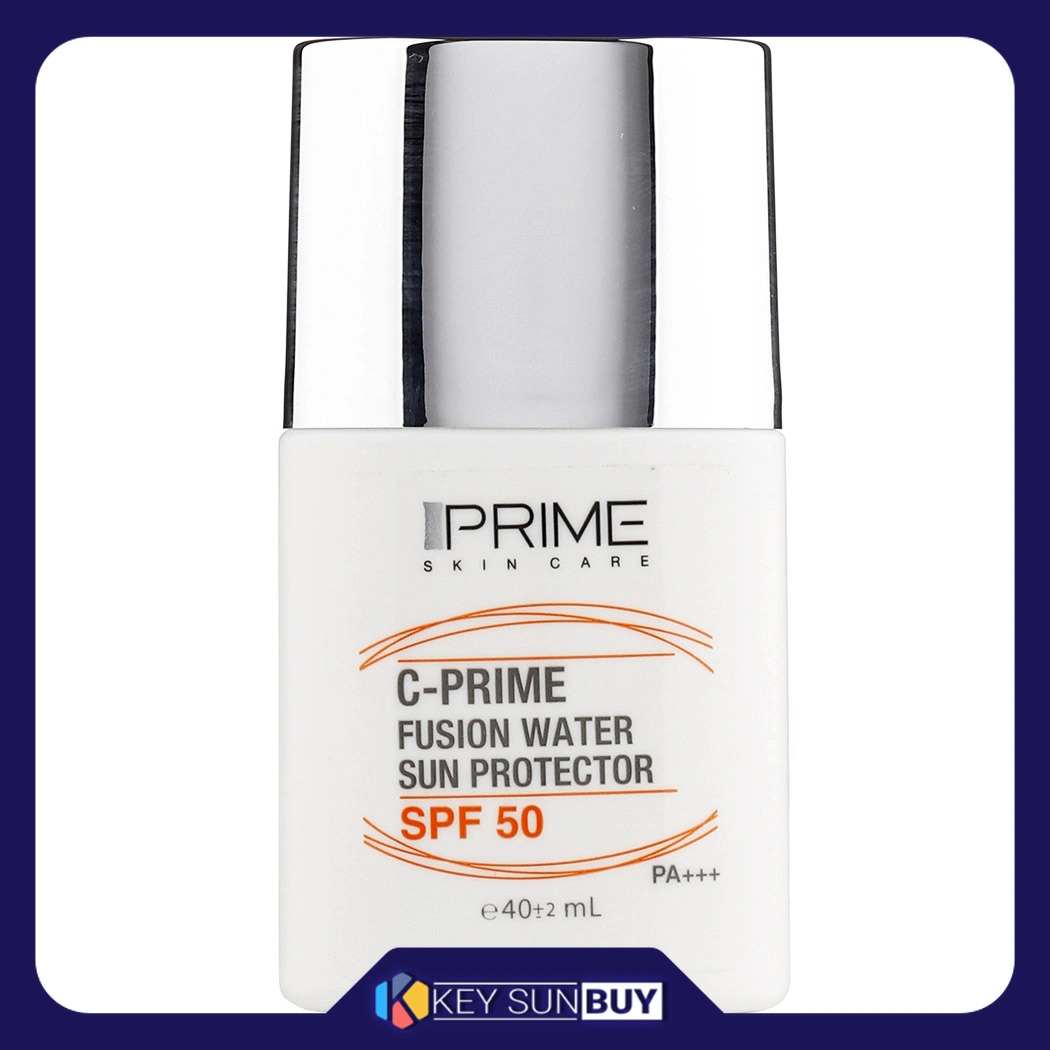 مراقبت پوست فلوئید ضد آفتاب بدون رنگ پرایم SPF50 مدل C-Prime Fusion Water محافظ UVA ،UVB و +++PA، ضد جوش و آکنه، ضد حساسیت مناسب انواع پوست حجم 40 میلی‌لیتر