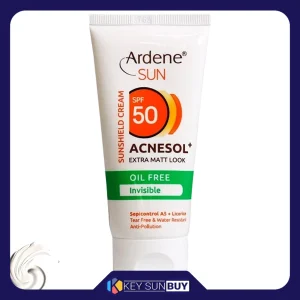 مراقبت پوست کرم ضد آفتاب بدون رنگ آردن SPF50 مدل ACNESOL محافظ UVB، ضد جوش و آکنه، مناسب انواع پوست حجم 50 میلی‌لیتر