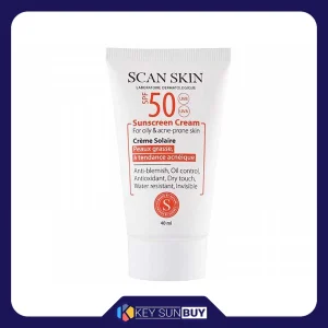 مراقبت پوست کرم ضد آفتاب بدون رنگ اسکن اسکین SPF50 مدل Anti Blemish محافظ UVA ،UVB، مناسب پوست‌های چرب و آکنه‌ای حجم 40 میلی‌لیتر