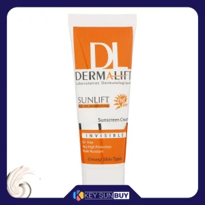 مراقبت پوست کرم ضد آفتاب بدون رنگ درمالیفت مدل SPF50 محافظ UVA ،UVB، ضد آب، مناسب پوست چرب حجم 40 میلی‌لیتر