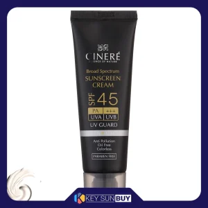 مراقبت پوست کرم ضد آفتاب بدون رنگ سینره مناسب آقایان SPF45 مدل ANTI-SPOT محافظ UVA ،UVB و +++PA، مناسب انواع پوست حجم 50 میلی‌لیتر