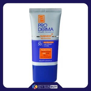 مراقبت پوست کرم ضد آفتاب بدون رنگ مخصوص آقایان پرودرما مدل SPF50 محافظ UVA ،UVB و +++PA، مرطوب‌کننده، مناسب انواع پوست حجم 40 میلی‌لیتر