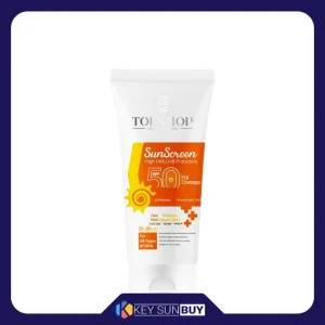 مراقبت پوست کرم ضد آفتاب بی رنگ تاپ شاپ مدل SPF 50 مناسب انواع پوست حجم 50 میلی لیتر