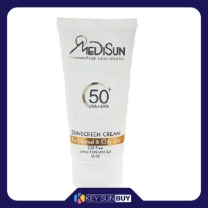 مراقبت پوست کرم ضد آفتاب بی رنگ مدیسان مدل SPF 50 مناسب پوست های چرب و معمولی حجم 50 میلی لیتر