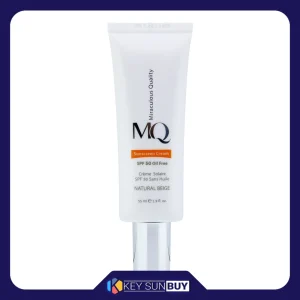 مراقبت پوست کرم ضد آفتاب رنگی ام کیو SPF50 مدل NATURAL BEIGE محافظ UVA ،UVB، ضد جوش و آکنه، مناسب انواع پوست حجم 55 میلی‌لیتر