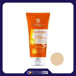 مراقبت پوست کرم ضد آفتاب رنگی تاپ شاپ مدل Light Beige SPF 90 مناسب انواع پوست حجم 50 میلی لیتر