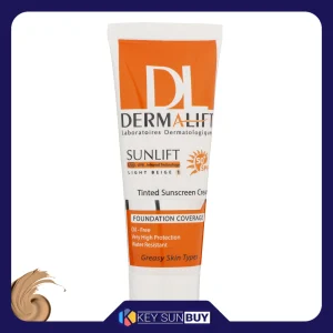 مراقبت پوست کرم ضد آفتاب رنگی درمالیفت SFP50 مدل Sunlift SPF50 محافظ UVA ،UVB، ضد آب، مناسب پوست چرب حجم 40 میلی‌لیتر