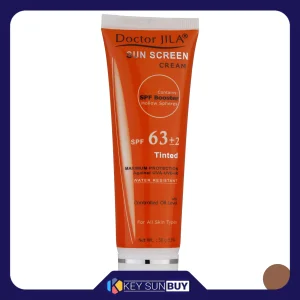 مراقبت پوست کرم ضد آفتاب رنگی دکتر ژیلا SPF63 مدل DJ3 محافظ UVA ،UVB، ضد آب مناسب انواع پوست وزن 50 گرم