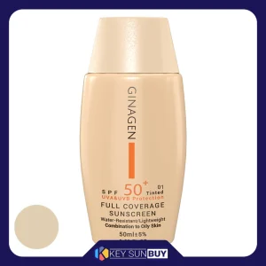 مراقبت پوست کرم ضد آفتاب رنگی ژیناژن SPF 50 مدل 01 ‌مناسب پوست‌های چرب حجم 50 میلی‌لیتر