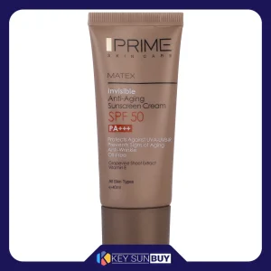 مراقبت پوست کرم ضد آفتاب و جوان کننده بدون رنگ پرایم SPF50 مدل Matex محافظ PA+++ ،UVA ،UVB، ضد چروک، ضد پیری، مناسب انواع پوست حجم 40 میلی‌لیتر
