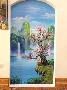 دیوار نویسی سحر موسوی دیوار نویسی شهری مدرسه خطاطی در کرج گوهردشت