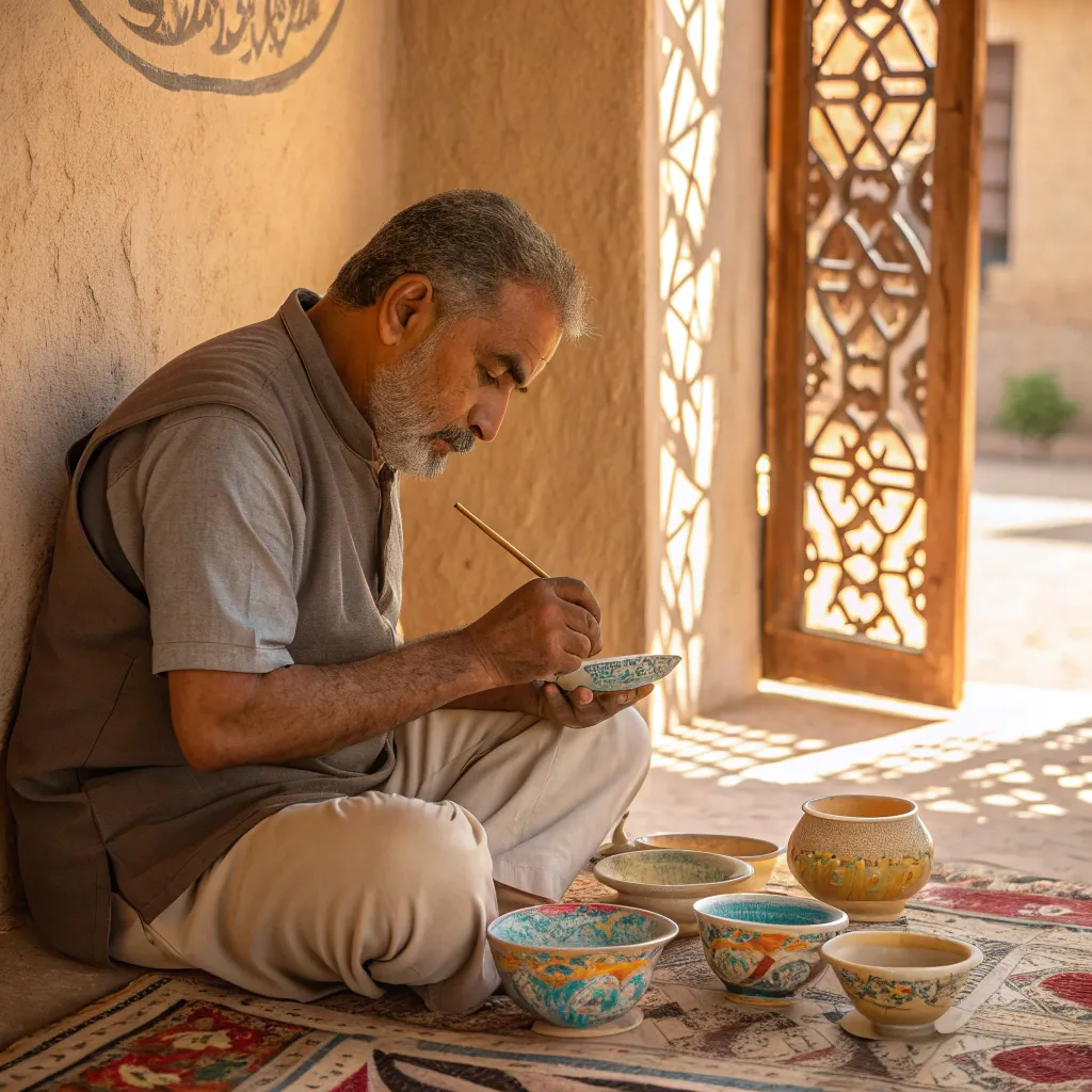 آموزش گام‌ به‌ گام رنگ کاری سنتی با نقوش اسلیمی