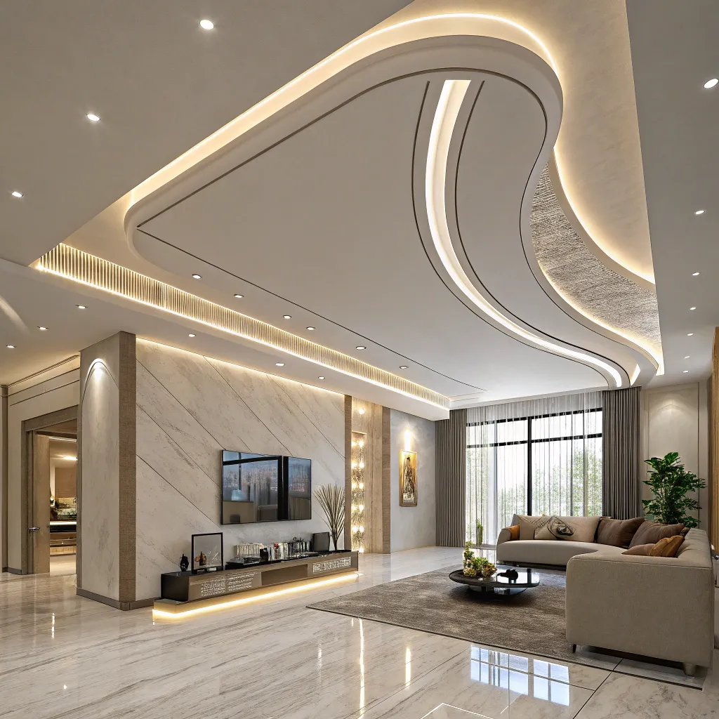 اجرای سقف کاذب منحنی با نورپردازی LED در شهریار