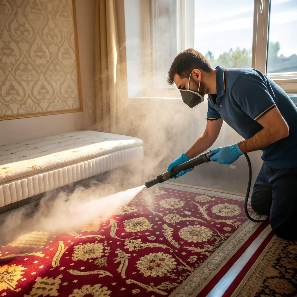 استفاده از بخار فشار بالا برای ضدعفونی قالی های نفیس 1 از بخار فشار بالا برای ضدعفونی قالی های نفیس 2