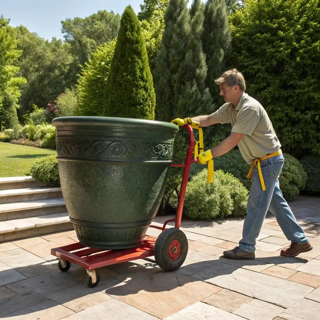 ترفند جابجایی گلدان های بزرگ و سنگین بدون شکستن