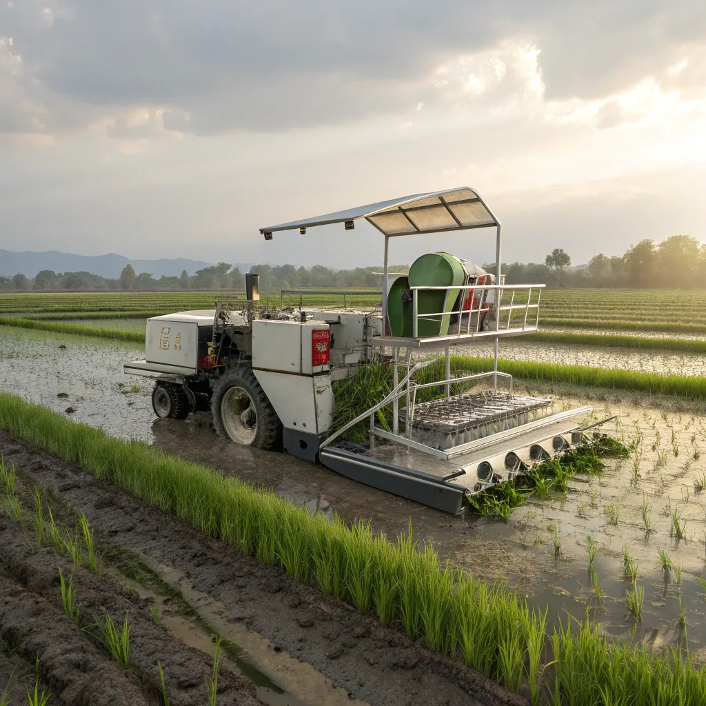 سرویس و تنظیم دستگاه نشاکار برنج در تاکستان