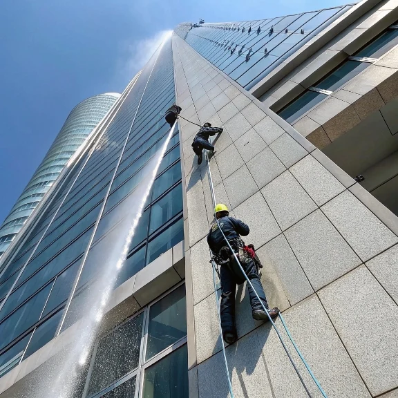 مراحل اجرای شستشوی فشار قوی نمای بلند