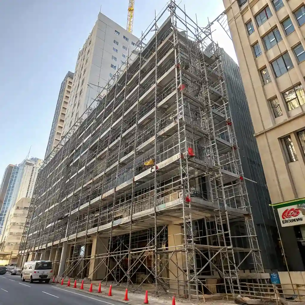 نصب لوله داربست برای پروژه‌ تجاری در تهران کارگر