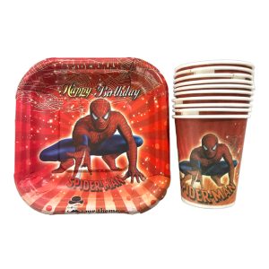 بهترین قیمت پیش دستی و لیوان یکبار مصرف مستر تم مدل مرد عنکبوتی پلاس بسته 40 عددی ارسال سراسر ایران