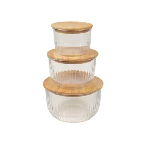 بهترین قیمت ظرف نگهدارنده لیمون مدل گرد شیاردار درب چوبی 2212 مجموعه 3 عددی ارسال سراسر ایران