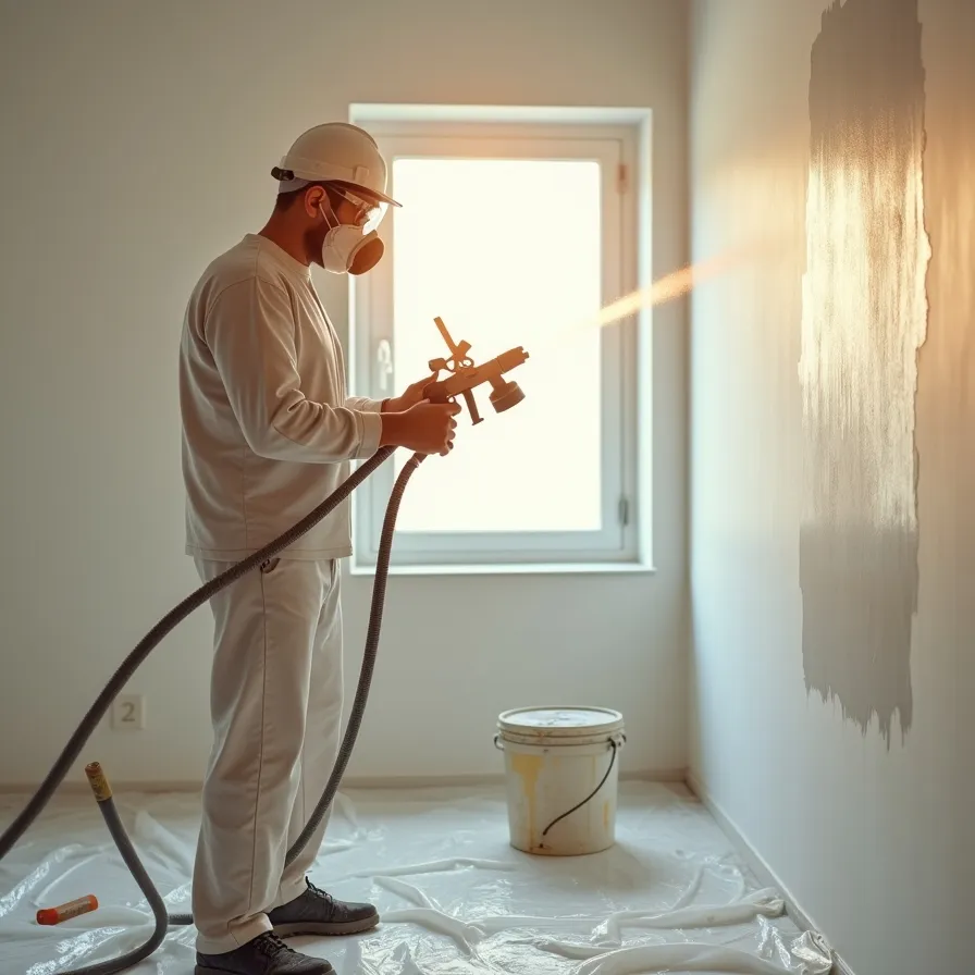 خدمات رنگ زدن دیوار گچی با پیستوله در تهران