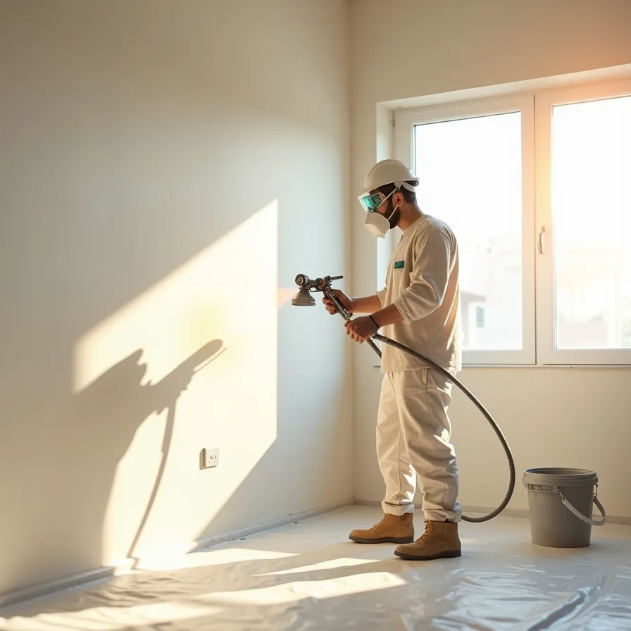 خدمات رنگ زدن دیوار گچی با پیستوله در تهران