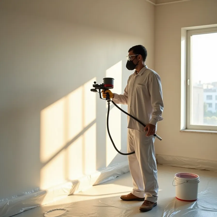 خدمات رنگ زدن دیوار گچی با پیستوله در قم