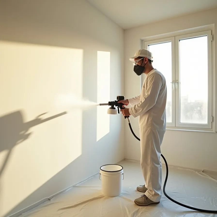 خدمات رنگ زدن دیوار گچی با پیستوله در مشهد