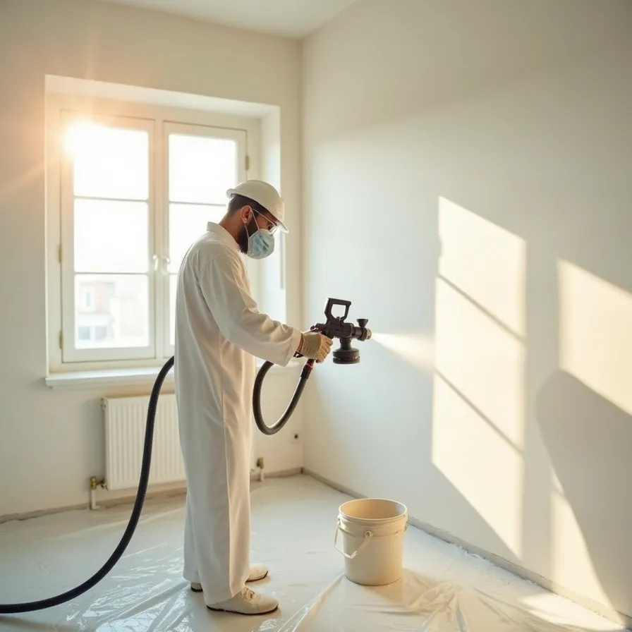 خدمات رنگ زدن دیوار گچی با پیستوله در مشهد