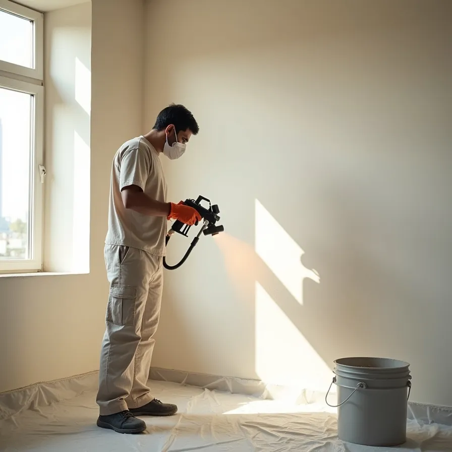 خدمات رنگ زدن دیوار گچی با پیستوله در کرج