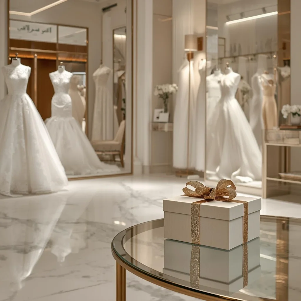 خدمات مزون لباس عروس در تهران جردن با جعبه هدیه VIP