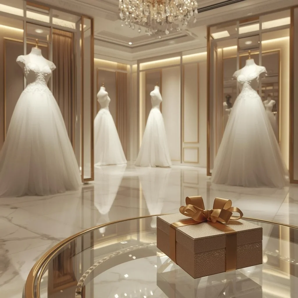 خدمات مزون لباس عروس در تهران ولیعصر با جعبه هدیه VIP 1 خدمات مزون لباس عروس در تهران ولیعصر با جعبه هدیه VIP