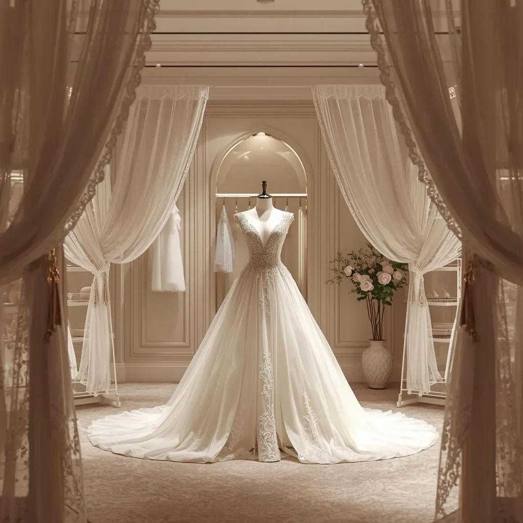 خدمات مزون لباس عروس در تهران ونک با جعبه هدیه VIP