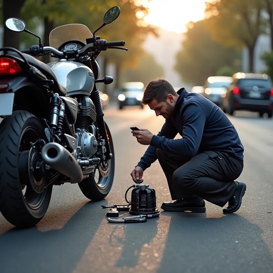 خدمات پنچرگیری سیار موتور در تهران بزرگراه زین الدین