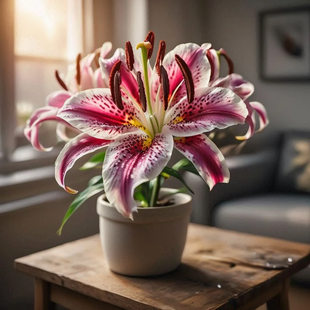 خرید گل لیلیوم گلدانی