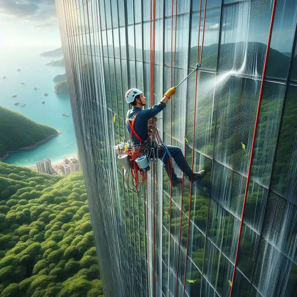 شستشوی شیشه برج در گرگان توسط راپل کار حرفه ای 8 شستشوی شیشه برج در گرگان توسط راپل کار حرفه ای 1