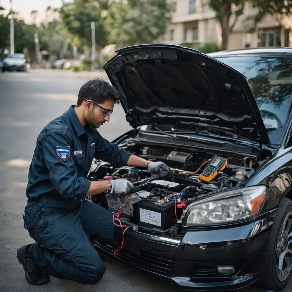 خدمات تعویض باتری خودرو تارا در تهران آجودانیه