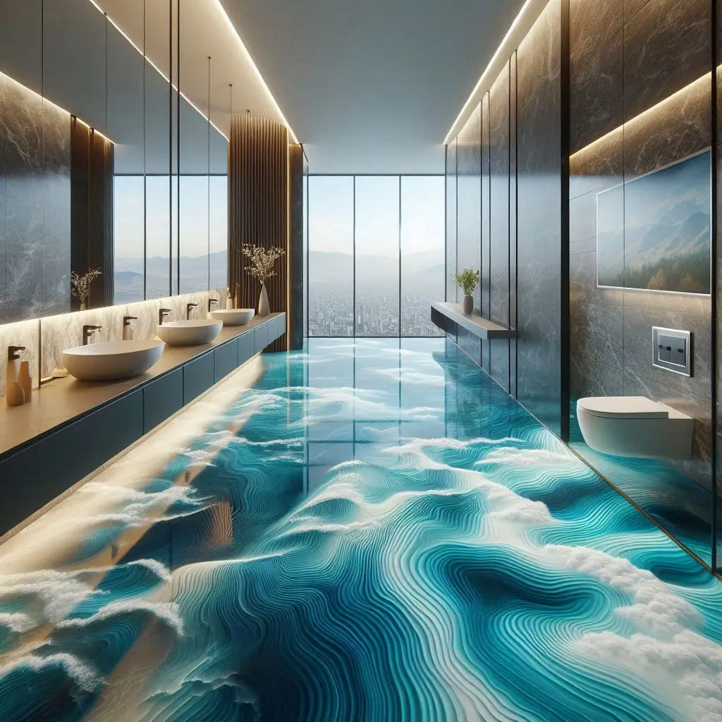 خرید و فروش کفپوش سه بعدی اپوکسی حمام در قزوین