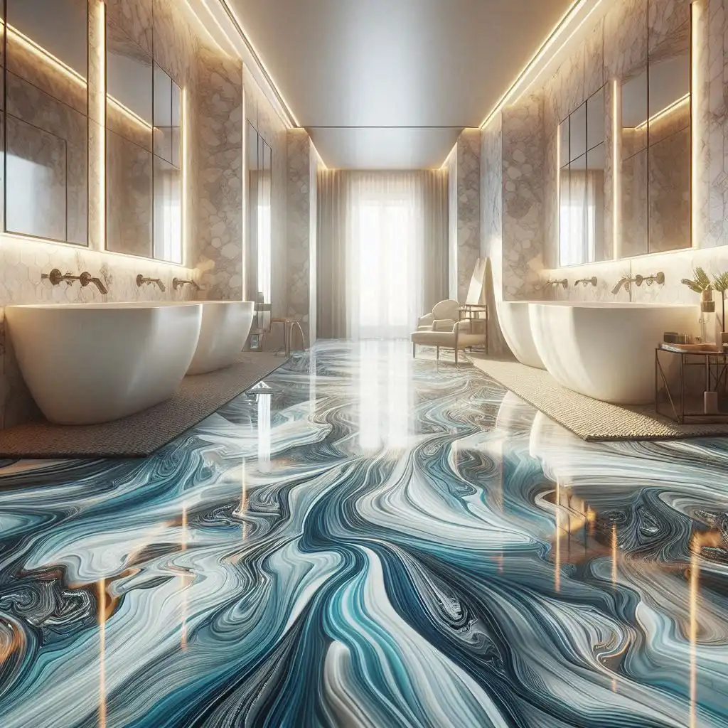 خرید و فروش کفپوش سه بعدی اپوکسی حمام در قزوین