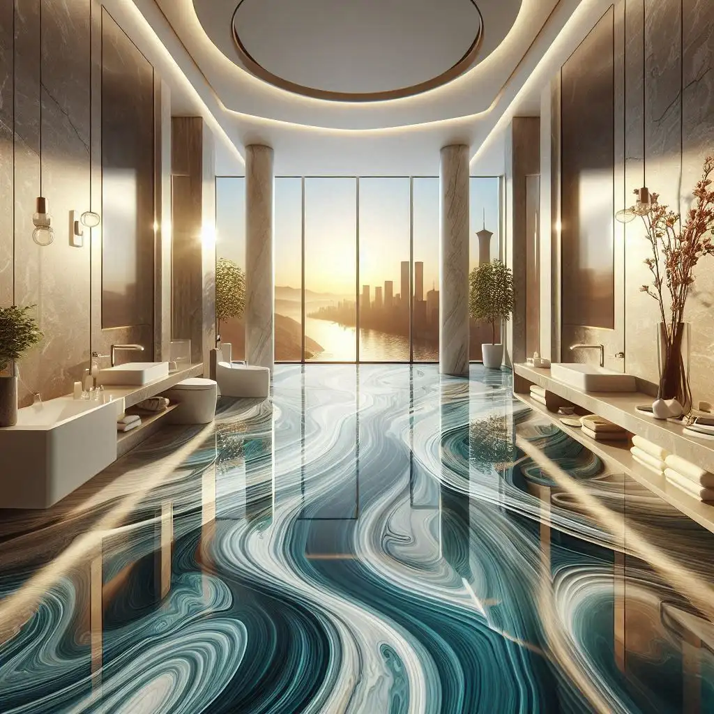 خرید و فروش کفپوش سه بعدی اپوکسی حمام در قم