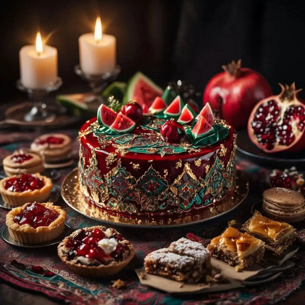 سفارش و خرید شیرینی و کیک شب یلدا لاکچری