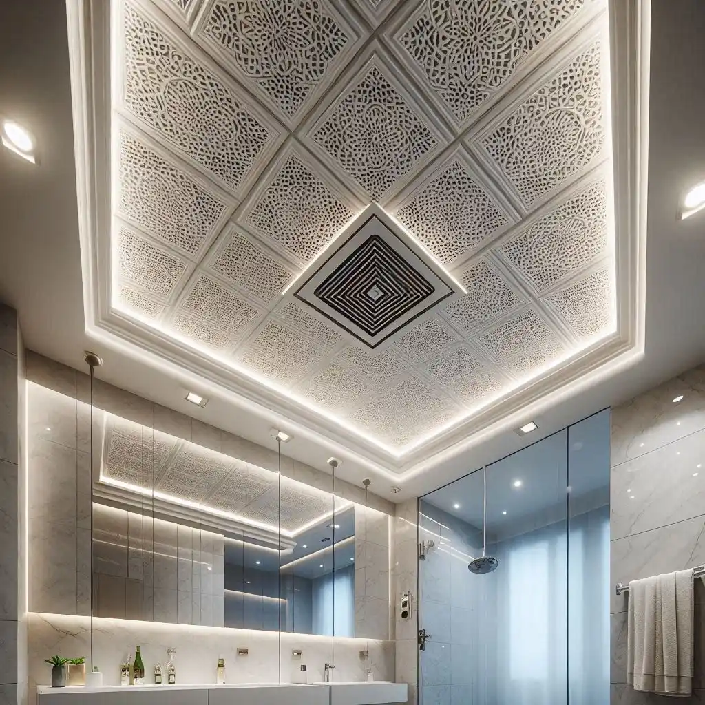 سقف کاذب سرویس بهداشتی طرح دار در بوشهر