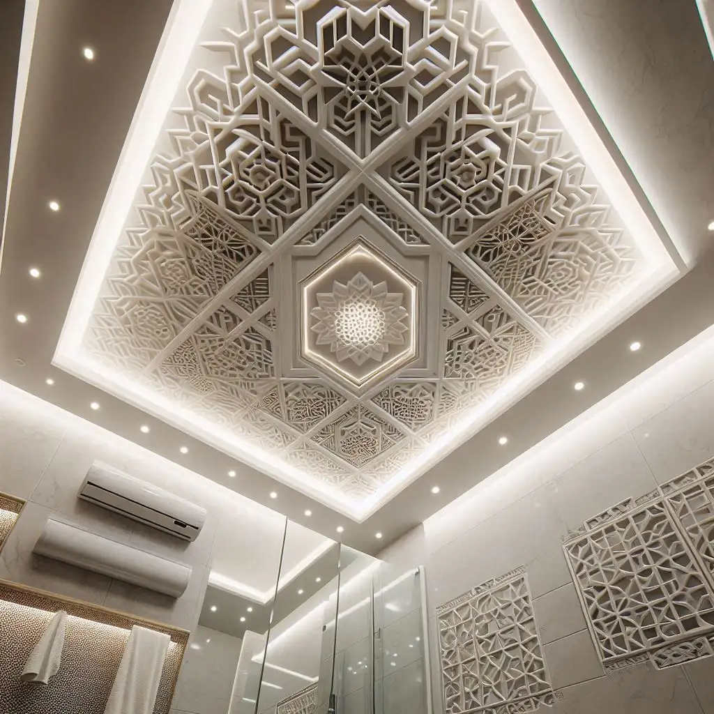 سقف کاذب سرویس بهداشتی طرح دار در قشم