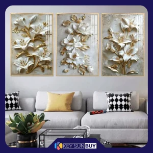 بهترین قیمت تابلو آتریسا طرح گل مدرن مدل AT00757 مجموعه 3 عددی ارسال سراسر ایران