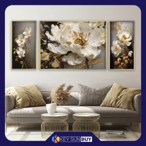 بهترین قیمت تابلو آتریسا طرح گل مدرن مدل AT332 مجموعه سه عددی ارسال سراسر ایران