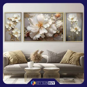 بهترین قیمت تابلو آتریسا طرح گل مدرن مدل AT333 مجموعه سه عددی ارسال سراسر ایران