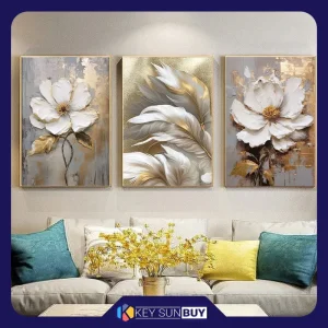 بهترین قیمت تابلو آتریسا طرح گل مدرن مدل AT340 مجموعه سه عددی ارسال سراسر ایران