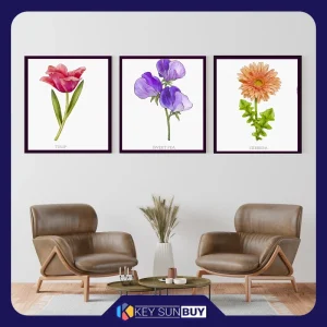 بهترین قیمت تابلو مدل دکوراتیو طرح گل کد 0287 بسته 3 عددی ارسال سراسر ایران